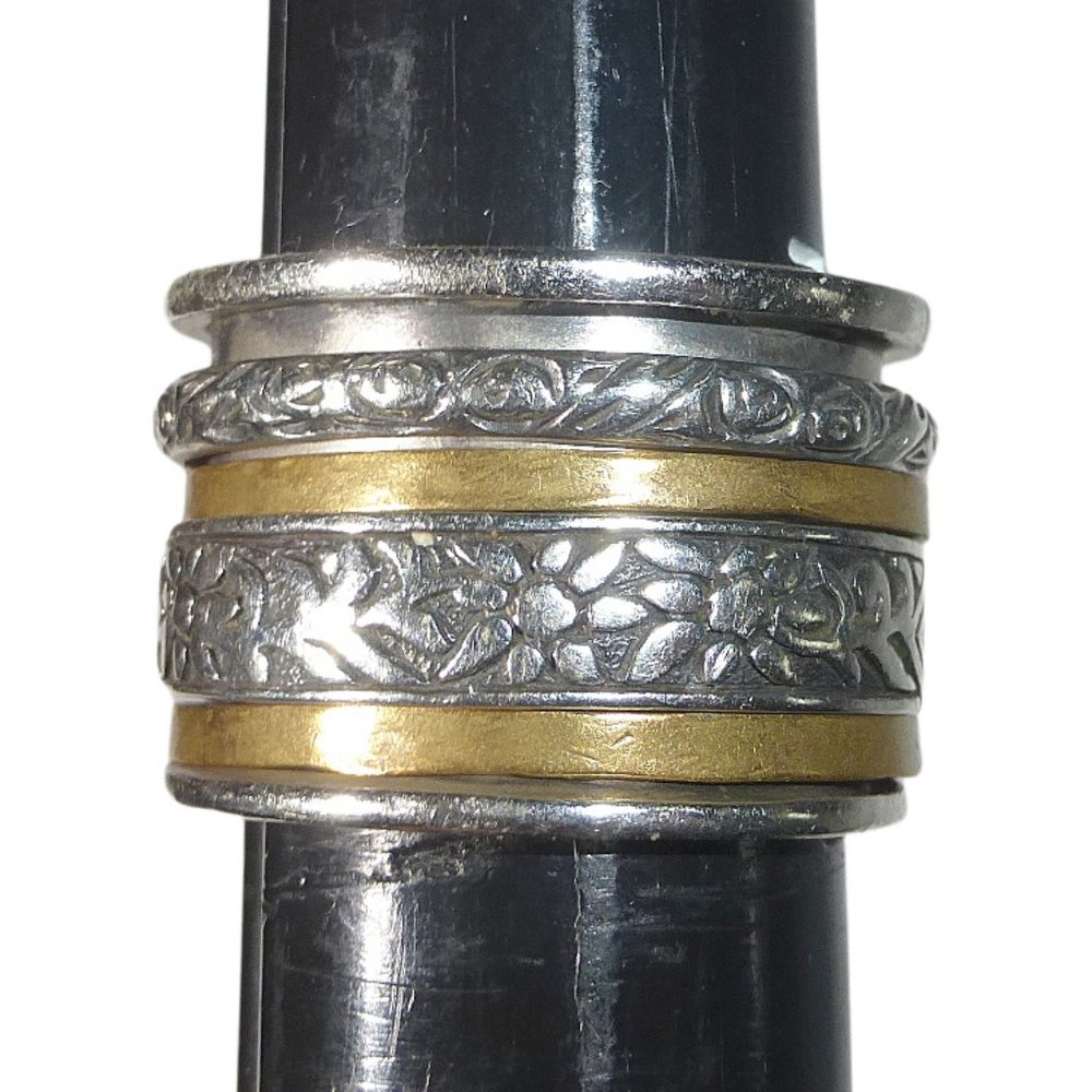 Silpada R2293 Sterling Silver Brass Twirl Spinner Ring Size 6 .925 Floral